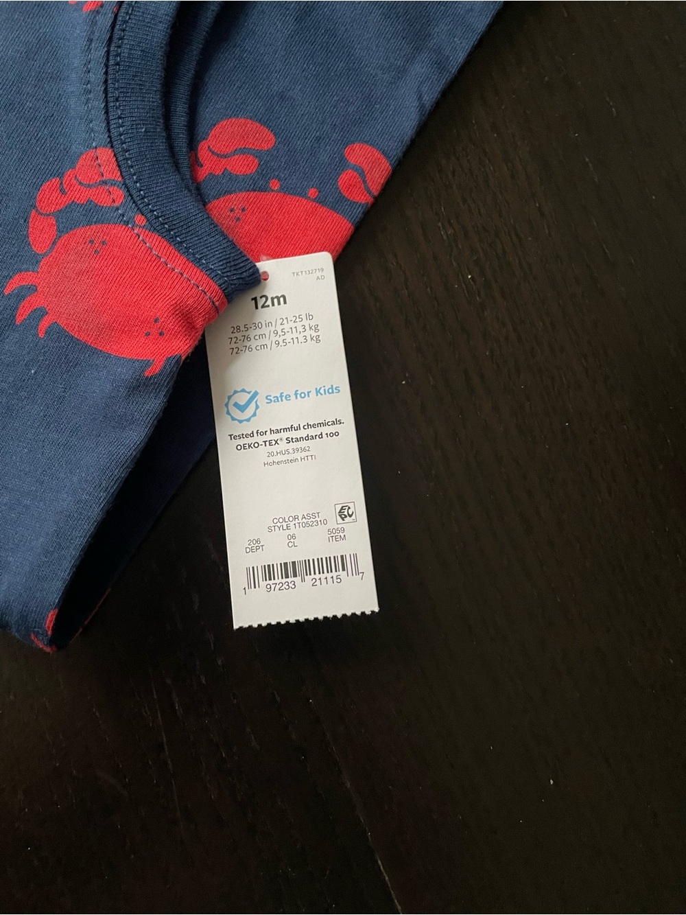 Carter's Navy Blue Romper with Red Crab Print - Picture 5 of 7